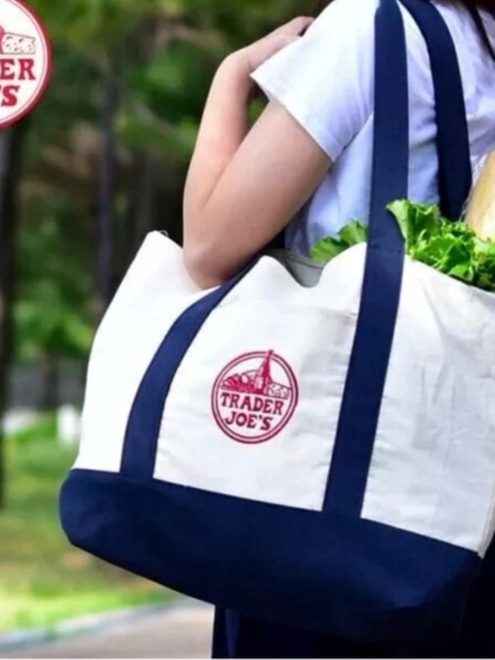 Trader Joe's large reusable cotton canvas tote bag